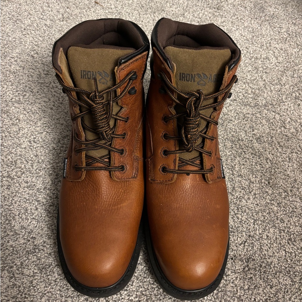 Men's Steel Toed Brown Leather Boots
